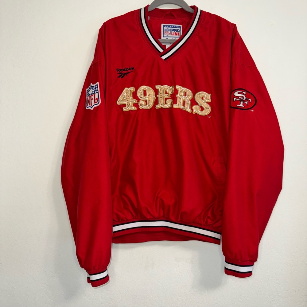 Vintage Reebok Pro Line NFL San Francisco 49ers Pullover Windbreaker Size XL